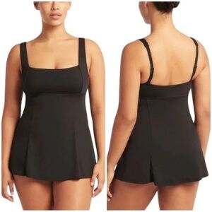 SEA LEVEL SWIM Essentials Square Neck Tummy Control Swim Dress, 10